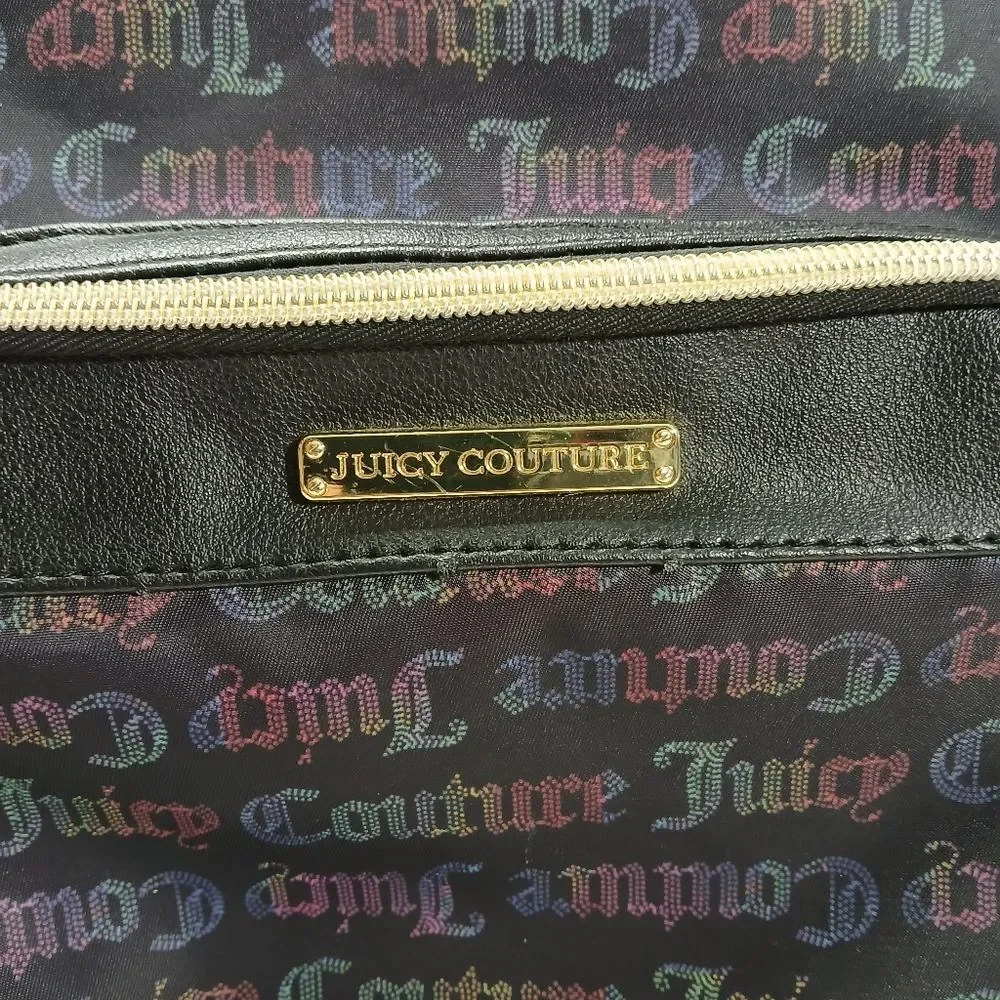 Juicy Couture Womens Backpack Black Mutli Color Lettering With Gold‎ Tones